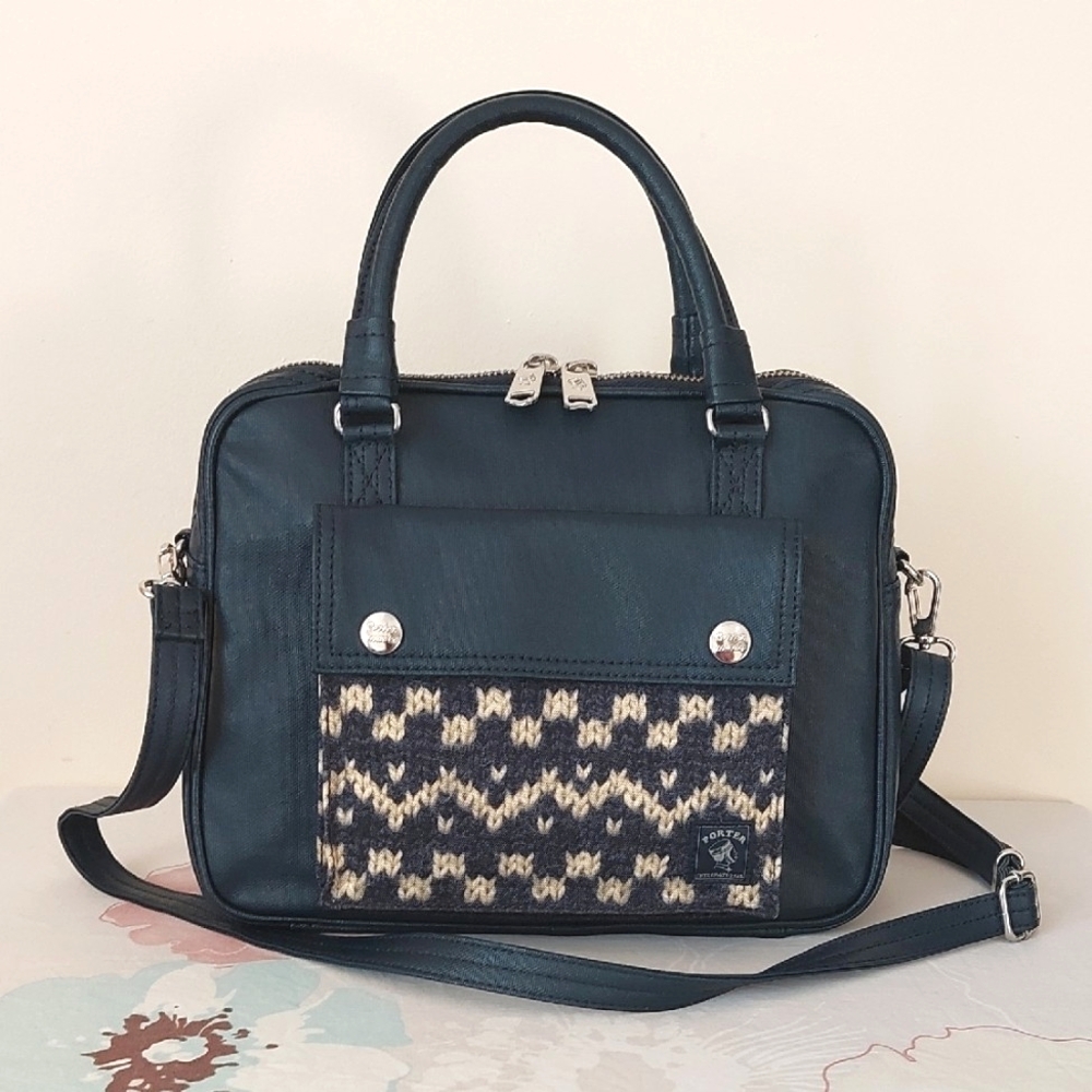 Porter International Navy Blue Stachel / Crossbody Bag